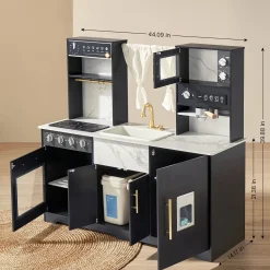 Tiny Land® Iconic Aqua Kitchen with Real-Flow Water System - Black