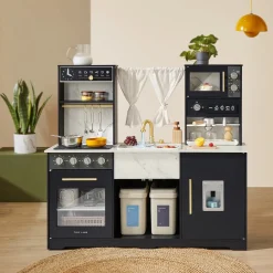 Tiny Land® Iconic Aqua Kitchen with Real-Flow Water System - Black
