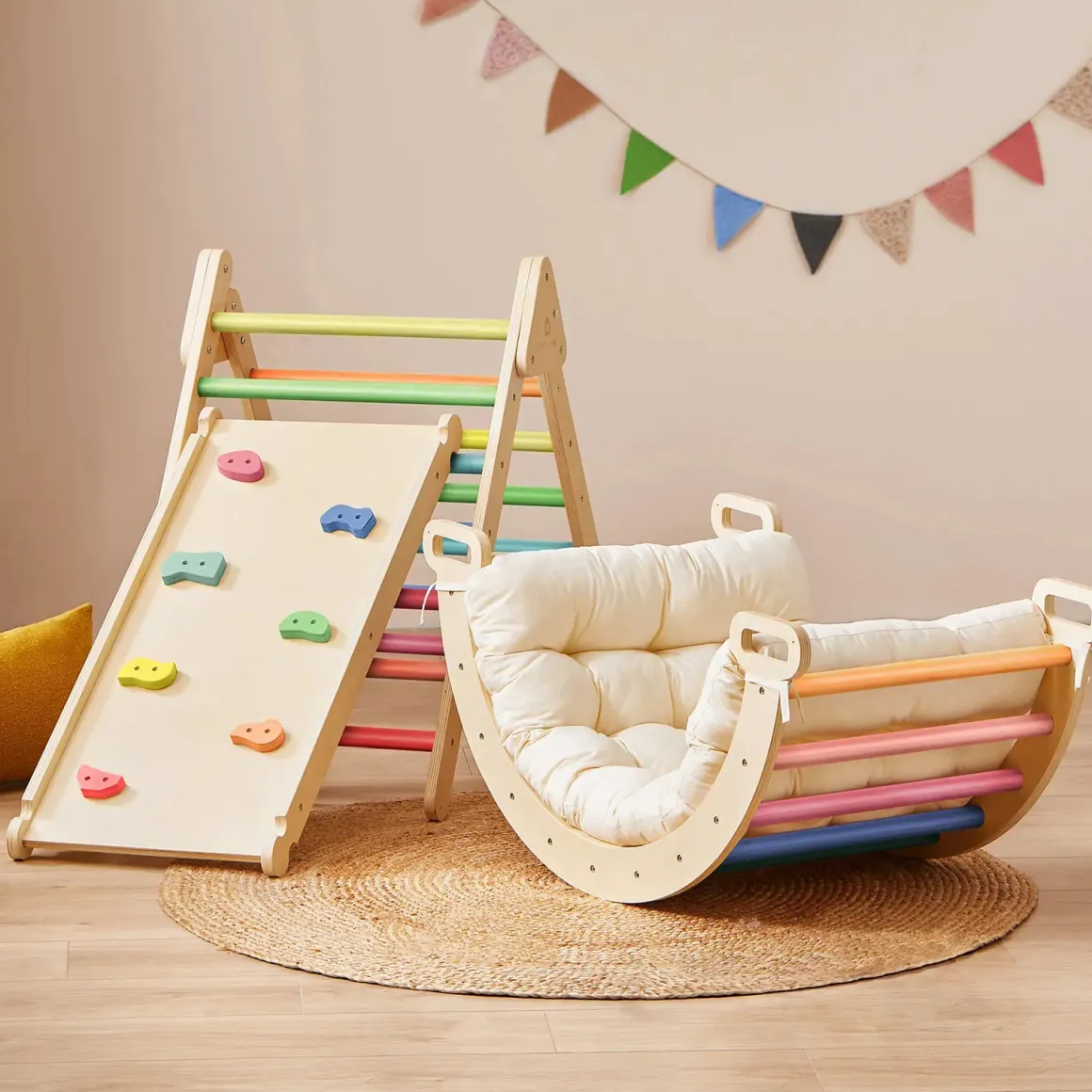 Tiny Land® 7-in-1 Rainbow Climbing Set with Play Pad
