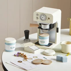 Tiny Land Play Kitchen Accessories – Children’s Coffee Maker: Wooden Café Play Set for Kids