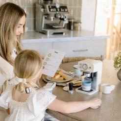 Tiny Land Play Kitchen Accessories – Children’s Coffee Maker: Wooden Café Play Set for Kids
