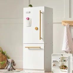 Tiny Land® Play Kitchen Accessories – Play Kitchen Fridge: Wooden Cabinet Refrigerator for Kids