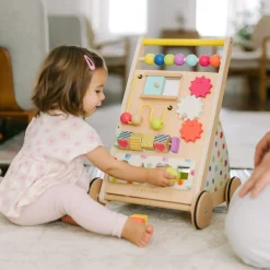 Tiny Land® Premium Natural Wooden Activity Walker