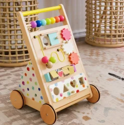 Tiny Land® Premium Natural Wooden Activity Walker