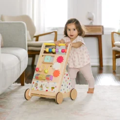 Tiny Land® Premium Natural Wooden Activity Walker