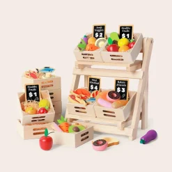 Tiny Land® Wooden Play Food For Kitchen with NO rack