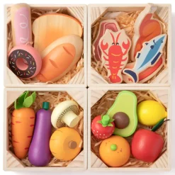 Tiny Land® Wooden Play Food For Kitchen with NO rack