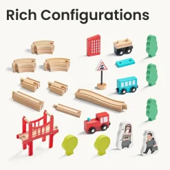 Tiny Land® Wooden Train Set for Children 39 Pcs