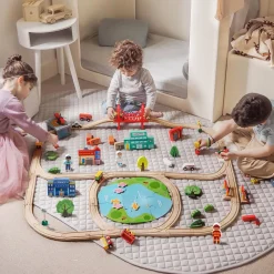 Tiny Land® Wooden Train Set 110 Pcs