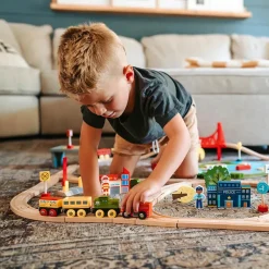 Tiny Land® Wooden Train Set 110 Pcs