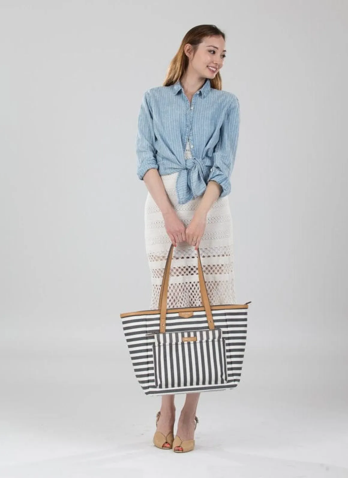 TWELVElittle Everyday Tote Diaper Bag - Grey Stripe