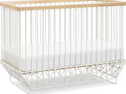 Ubabub Mod 2 in 1 Convertible Crib with Toddler Bed Conversion Kit - Warm White / Natural