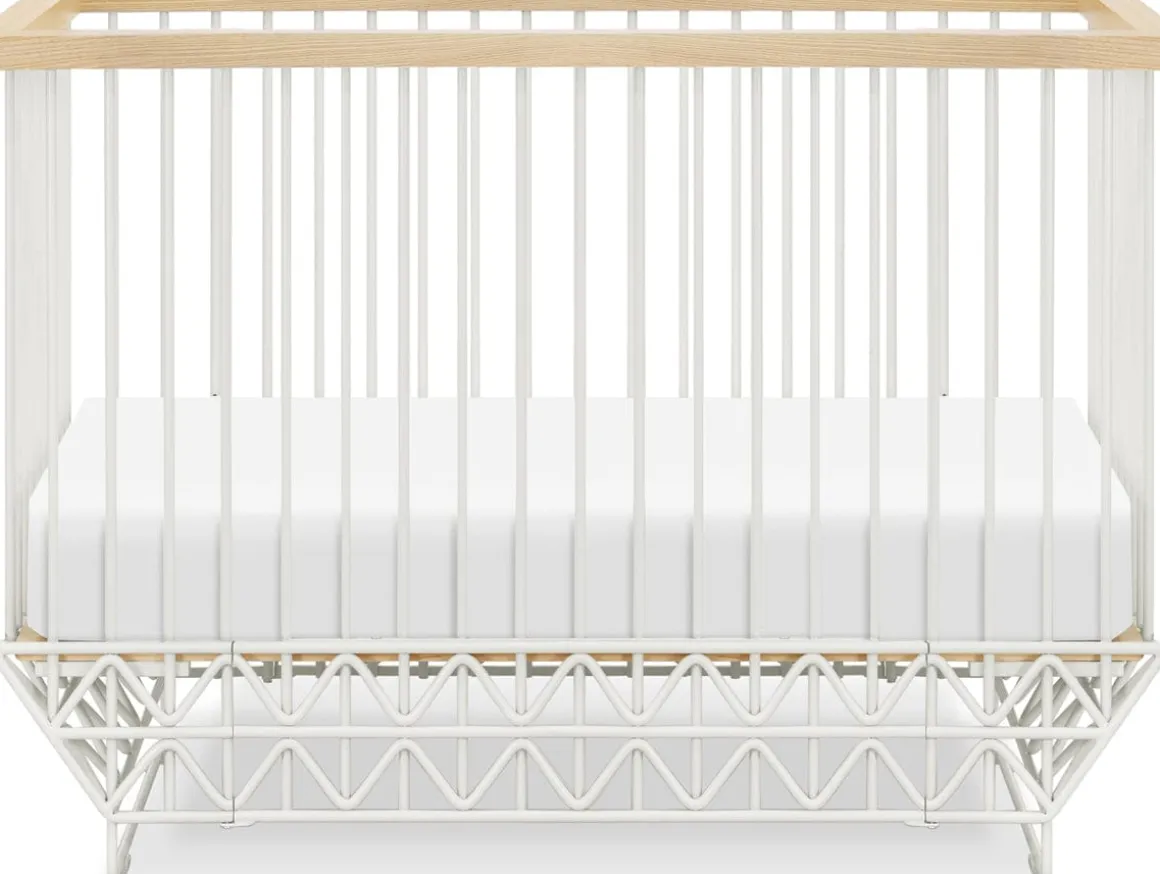 Ubabub Mod 2 in 1 Convertible Crib with Toddler Bed Conversion Kit - Warm White / Natural