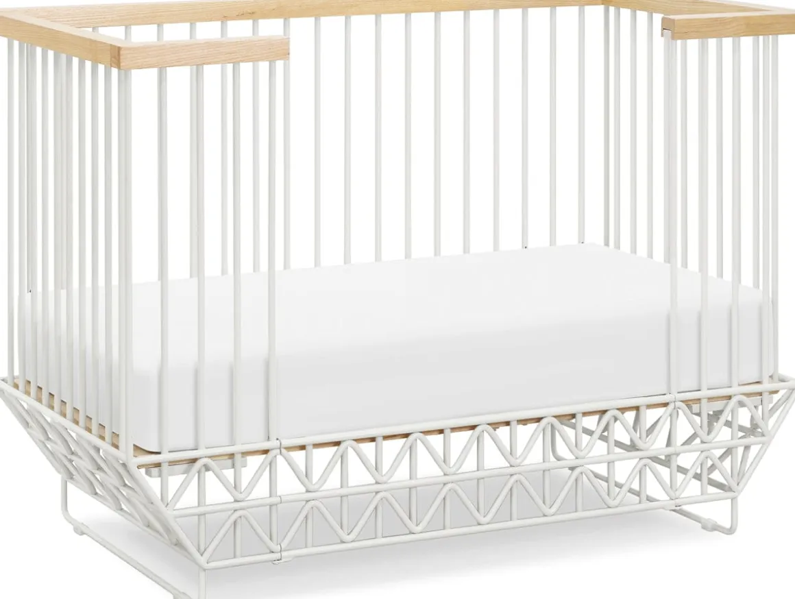 Ubabub Mod 2 in 1 Convertible Crib with Toddler Bed Conversion Kit - Warm White / Natural