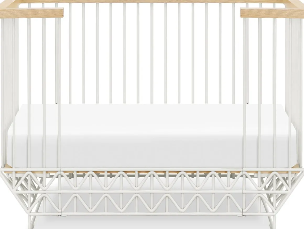 Ubabub Mod 2 in 1 Convertible Crib with Toddler Bed Conversion Kit - Warm White / Natural
