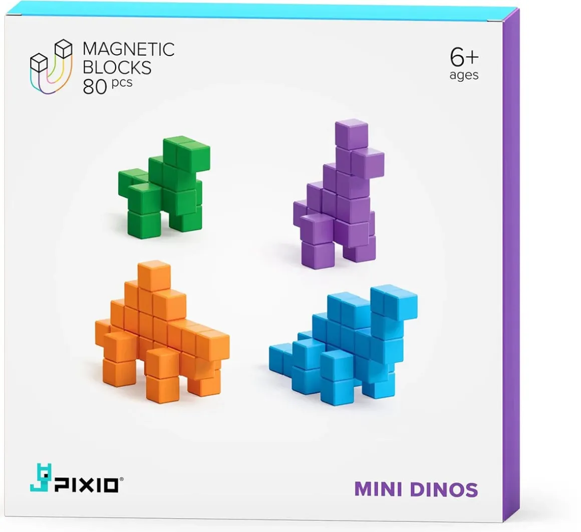 Ukidz PIXIO Mini Dinos - 80 Magnetic Blocks in 4 Colors