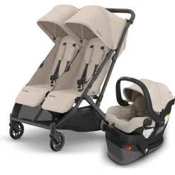 UPPAbaby Minu Duo Compact Double Stroller + Mesa V3 Travel System Bundle - Ada