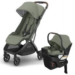 UPPAbaby Minu V3 Compact Stroller + Aria V2 Travel System Bundle - Evelyn