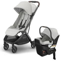 UPPAbaby Minu V3 Compact Stroller + Aria V2 Travel System Bundle - Savannah
