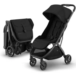 UPPAbaby Minu V3 Compact Stroller - James (Black / Carbon Frame / Black Leather)