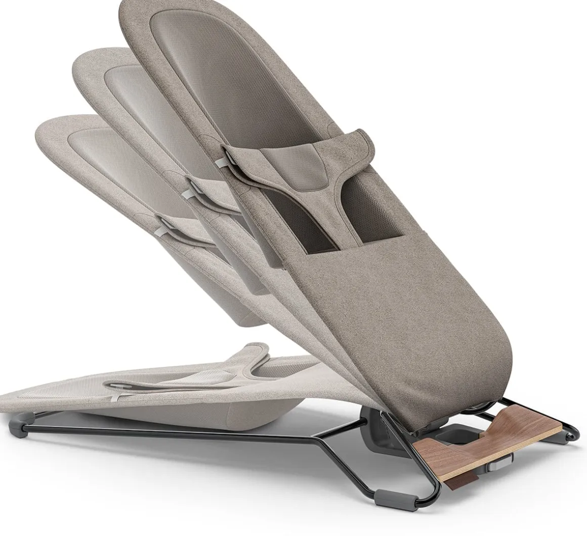 UPPAbaby Mira 2-in-1 Bouncer and Seat - Wells (Dark Taupe Melange / Black Frame / Walnut Wood)