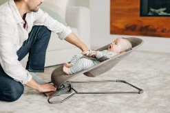 UPPAbaby Mira 2-in-1 Bouncer and Seat - Wells (Dark Taupe Melange / Black Frame / Walnut Wood)