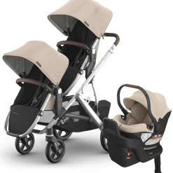 UPPAbaby Vista V3 Double Stroller with RumbleSeat V3 + Aria Travel System Bundle - Declan / Declan
