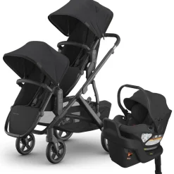 UPPAbaby Vista V3 Double Stroller with RumbleSeat V3 + Aria Travel System Bundle - Jake / Jake