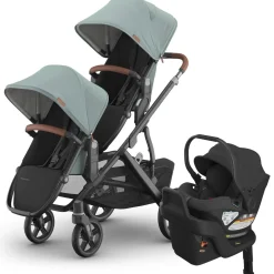 UPPAbaby Vista V3 Double Stroller with RumbleSeat V3 + Aria Travel System Bundle - Kenzi / Jake
