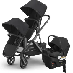 UPPAbaby Vista V3 Double Stroller with RumbleSeat V3 + Aria V2 Travel System Bundle - Jake / Jake