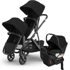 UPPAbaby Vista V3 Double Stroller with RumbleSeat V3 + Aria V2 Travel System Bundle - James / James