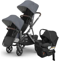 UPPAbaby Vista V3 Double Stroller with RumbleSeat V3 + Aria V2 Travel System Bundle - Julian / Jake