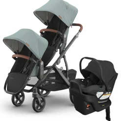 UPPAbaby Vista V3 Double Stroller with RumbleSeat V3 + Aria V2 Travel System Bundle - Kenzi / Jake