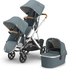 UPPAbaby Vista V3 Double Stroller with RumbleSeat V3 + Bassinet Bundle - Callum