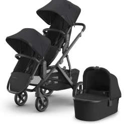 UPPAbaby Vista V3 Double Stroller with RumbleSeat V3 + Bassinet Bundle - Jake