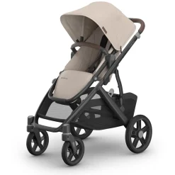 UPPAbaby Vista V3 Single-to-Double Stroller - Ada (Sandstone Melange / Carbon Frame / Chestnut Leather)