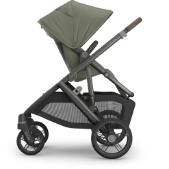 UPPAbaby Vista V3 Single-to-Double Stroller - Evelyn (Meadow Green / Graphite Frame / Chestnut Leather)