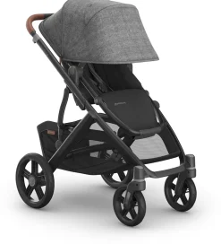UPPAbaby Vista V3 Single-to-Double Stroller - Greyson (Charcoal Melange / Carbon Frame / Saddle Leather)