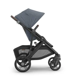 UPPAbaby Vista V3 Single-to-Double Stroller - Julian (Dusty Blue Melange / Carbon Frame / Chestnut Leather)