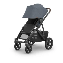 UPPAbaby Vista V3 Single-to-Double Stroller - Julian (Dusty Blue Melange / Carbon Frame / Chestnut Leather)