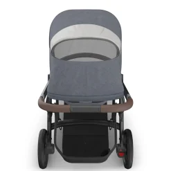 UPPAbaby Vista V3 Single-to-Double Stroller - Julian (Dusty Blue Melange / Carbon Frame / Chestnut Leather)
