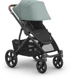 UPPAbaby Vista V3 Single-to-Double Stroller - Kenzi (Mystic Aqua / Carbon Frame / Saddle Leather)