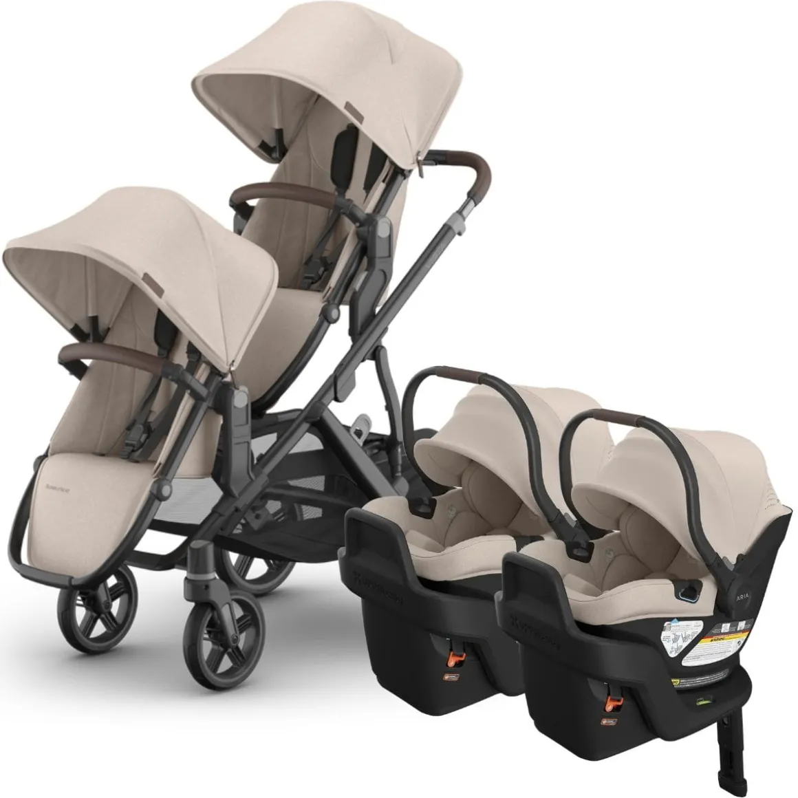 UPPAbaby Vista V3 Twin Stroller with RumbleSeat V3 + Aria V2 Travel System Bundle - Ada / Ada