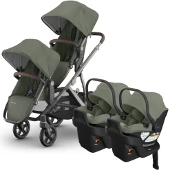 UPPAbaby Vista V3 Twin Stroller with RumbleSeat V3 + Aria V2 Travel System Bundle - Evelyn / Evelyn