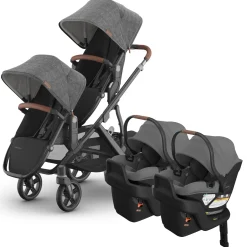 UPPAbaby Vista V3 Twin Stroller with RumbleSeat V3 + Aria V2 Travel System Bundle - Greyson / Greyson