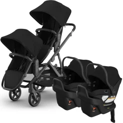 UPPAbaby Vista V3 Twin Stroller with RumbleSeat V3 + Aria V2 Travel System Bundle - James / James