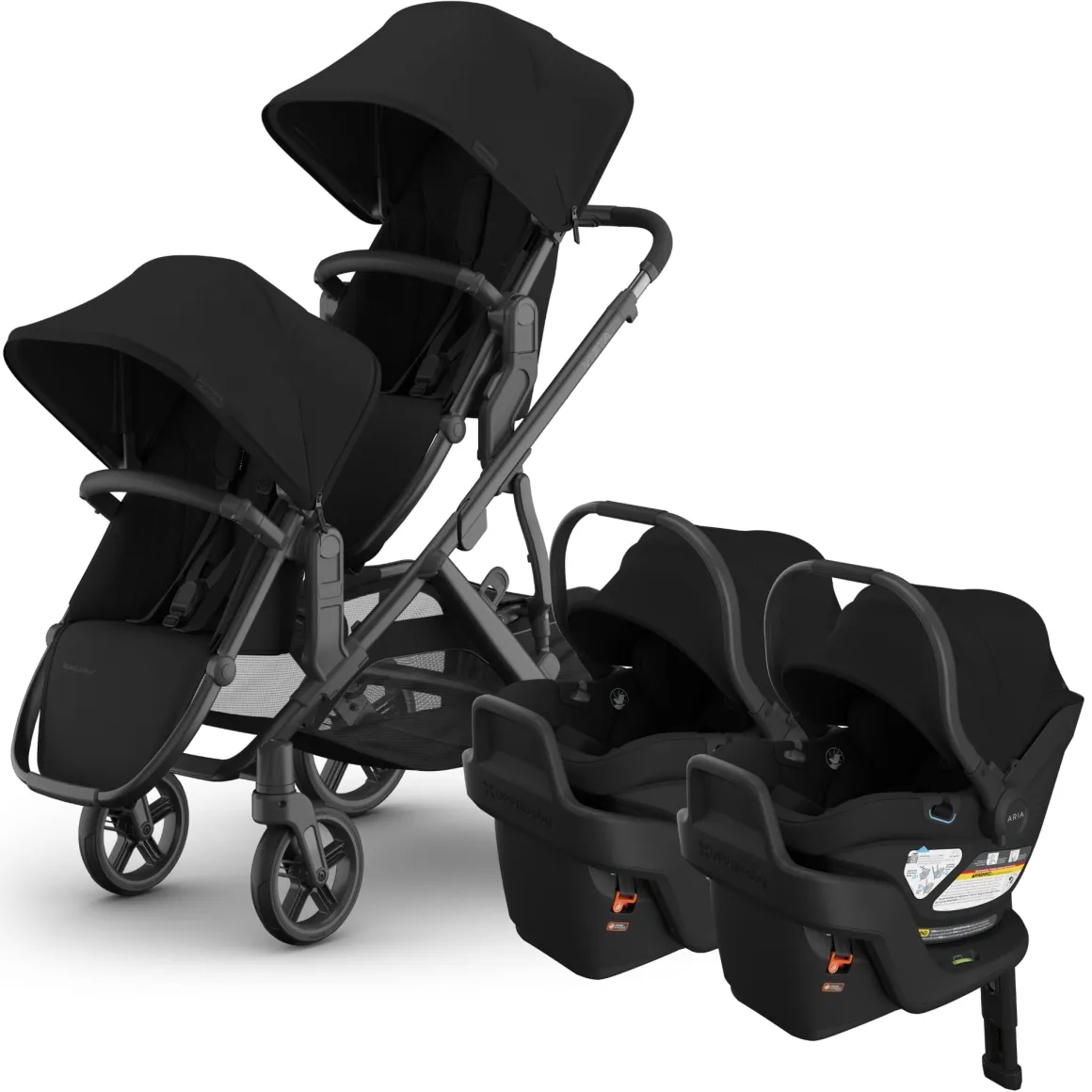 UPPAbaby Vista V3 Twin Stroller with RumbleSeat V3 + Aria V2 Travel System Bundle - James / James