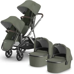 UPPAbaby Vista V3 Twin Stroller with RumbleSeat V3 + Bassinet Bundle - Evelyn