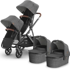 UPPAbaby Vista V3 Twin Stroller with RumbleSeat V3 + Bassinet Bundle - Greyson