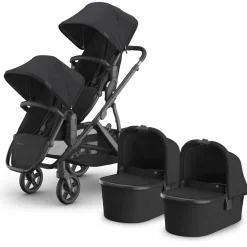 UPPAbaby Vista V3 Twin Stroller with RumbleSeat V3 + Bassinet Bundle - Jake